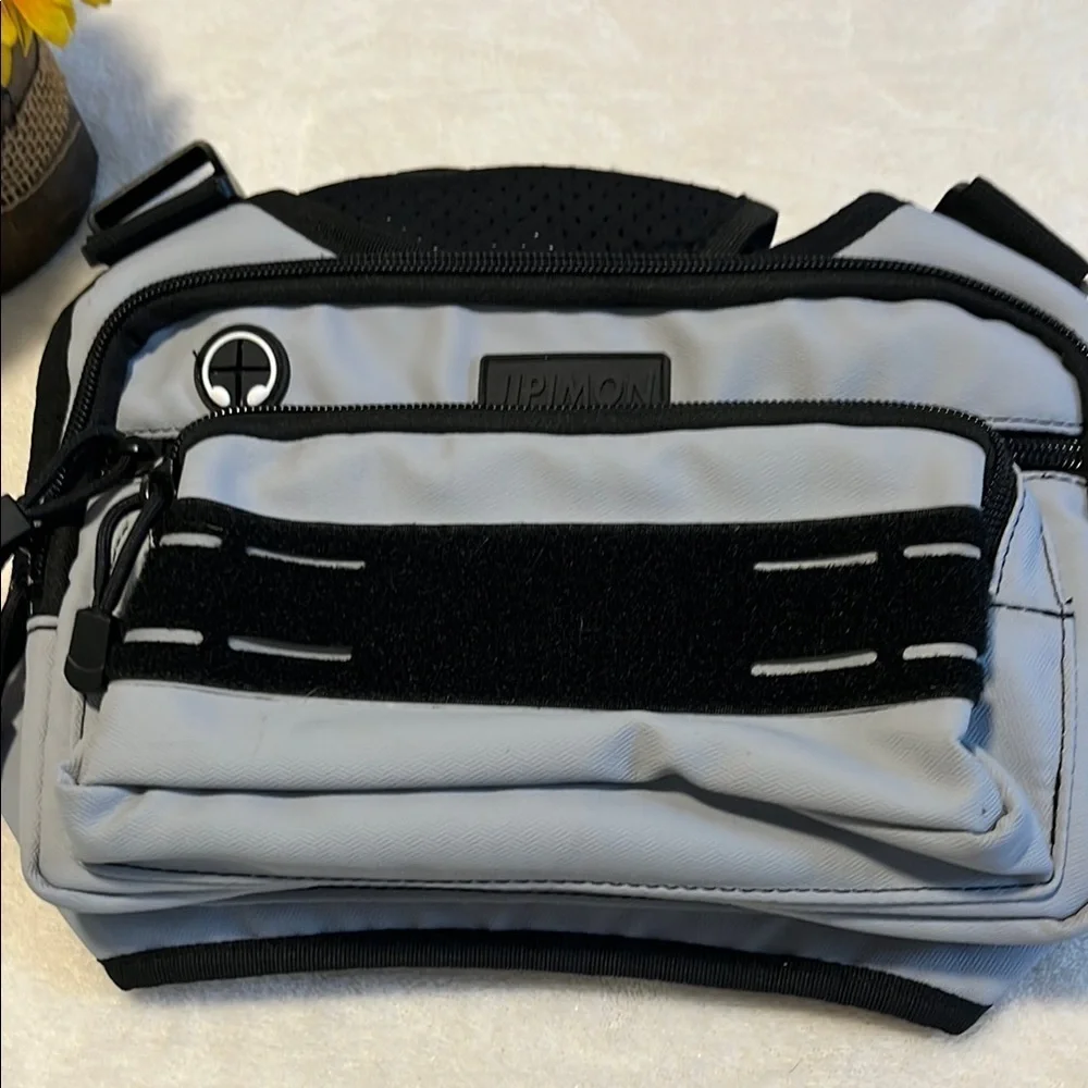 Jipimon Gray and Black Messenger Bag with Functional Design